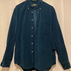 Dark Teal Corduroy Button Up Men’s Shirt